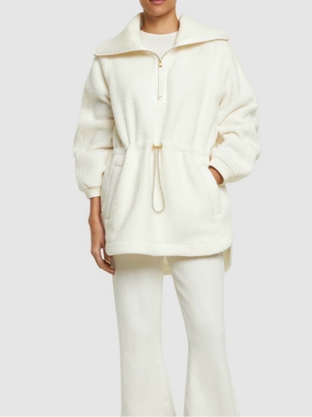 Varley Freya Funnelneck Cream Half-Zip Fleece Pullover